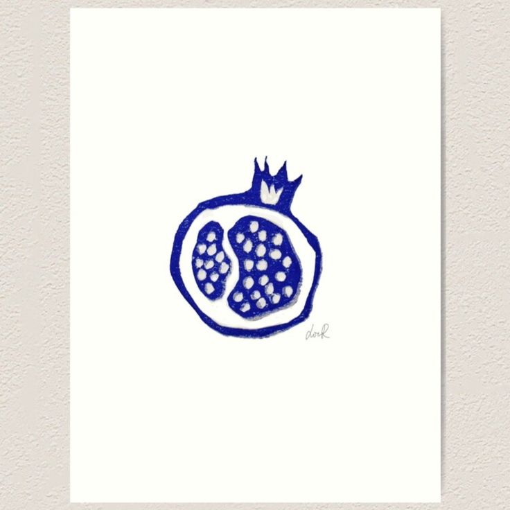 a drawing of a pomegranate with a crown on top