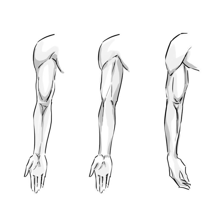 three different positions of the arm and hand