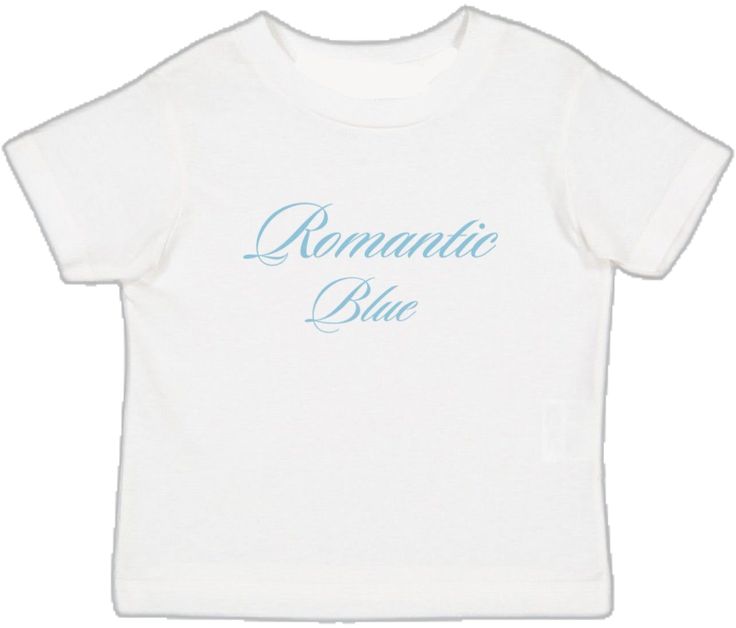 Cute Fitted Blue T-shirt, Fitted Blue T-shirt With Text Print, Blue Name Print T-shirt For Summer, Summer Blue T-shirt With Name Print, Fitted Light Blue T-shirt With Letter Print, Cute Fitted Blue Shirt, Blue Short Sleeve T-shirt With Name Print, Fitted Pre-shrunk Blue T-shirt, Blue Cotton Tops With Name Print