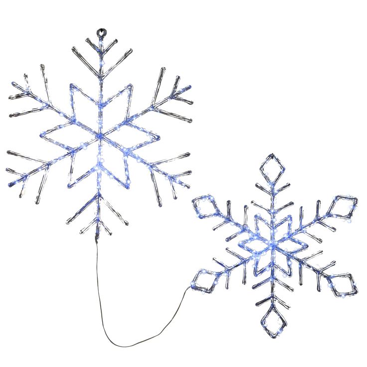 two snowflakes are shown with one being lit up and the other is turned on