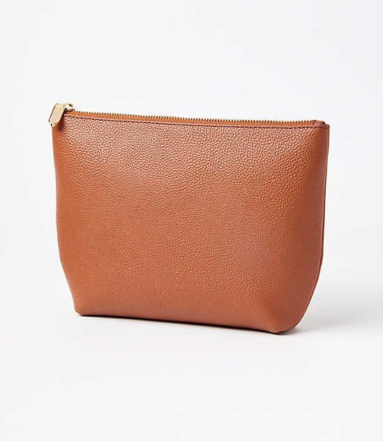 Expertly crafted in luxe pebbled leather, this forever essential keeps all of your everyday have to haves stored in style. Zip closure. 25" x 18".,Imported:Imported Loft Leather Zip Pouch Rye Women's by Loft Size Regular - One Size Rye Women's Other, Fashion, Accessories Chic Textured Leather Pouch Bag, Chic Leather-lined Pouch For Everyday Use, Luxury Chic Textured Leather Pouch, Everyday Textured Leather Pouch, Luxury Leather-lined Pouch For Everyday Use, Leather Zip Pouch, Promo Gifts, Zip Pouch, Small Accessories