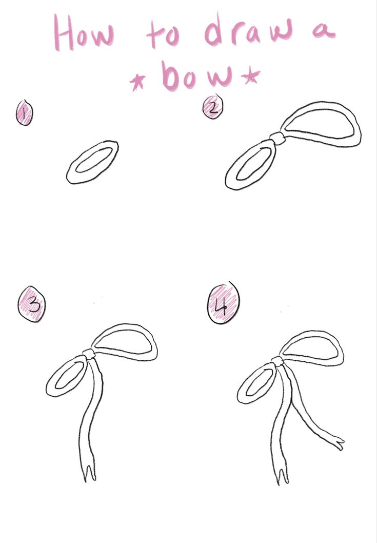 how to draw a bow with markers and crayons on the bottom, in pink ink