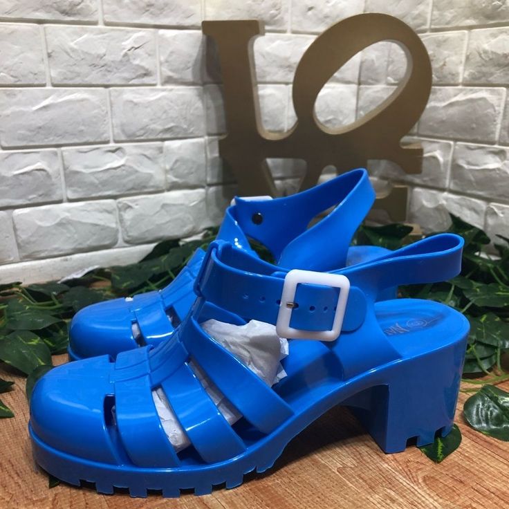 Nature Breeze Jelly Heeled Sandals, Women’s Size 6, New In Box! Trendy Blue Sandals With Ankle Strap, Blue Closed Toe Jelly Sandals For Spring, Blue Closed-toe Jelly Sandals For Spring, Blue Jelly Sandals With Round Toe For Party, Blue Platform Sandals With Closed Toe, Blue Closed Toe Platform Sandals, Blue Sandals With Buckle Closure And Round Toe, Blue Round Toe Sandals With Buckle Closure, Trendy Blue Ankle Strap Heels