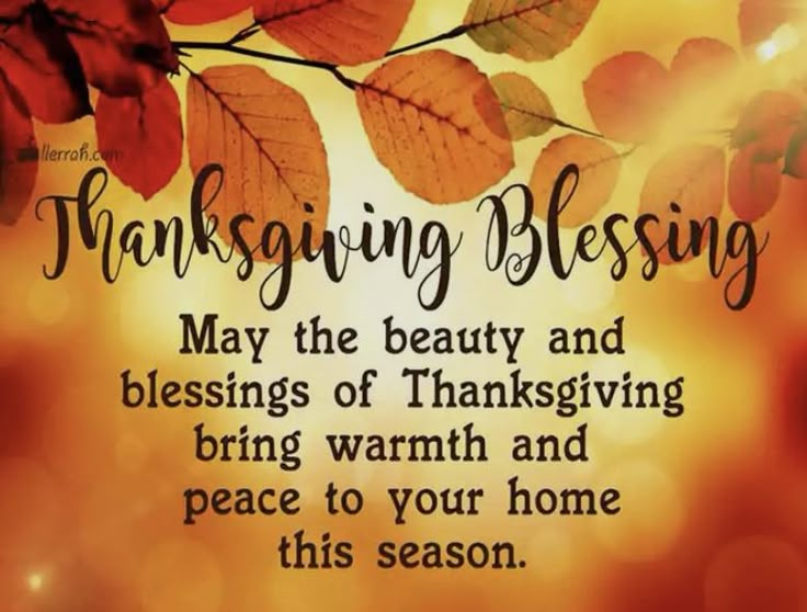 a thanksgiving card with leaves and the words, thanksgiving blessing may the beauty and blessings of thanksgiving bring warmth and peace to your home this season