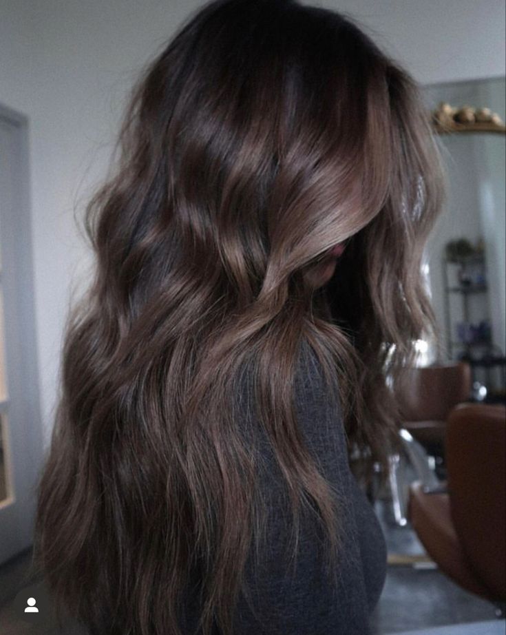 Long Dimensional Brunette, Dark Low Lights On Brown Hair, Reverse Balayage Cool Tone, Dimension Brown Hair, Dark Dimensional Brunette, Hair Color Ideas For Brunettes With Money Pieces, Dark Hair Inspo Brunettes, Dark Brown Hair With Blonde Underneath, Dark Dimensional Hair