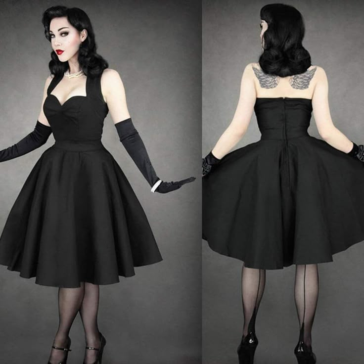 Gothic Graduation Outfit, Goth 50s Housewife, Rockabilly Goth Fashion, 1950s Gothic Fashion, Dark 50s Aesthetic, 50s Goth Fashion, Goth Cocktail Dress, 50s Dress Aesthetic, Greaser Women