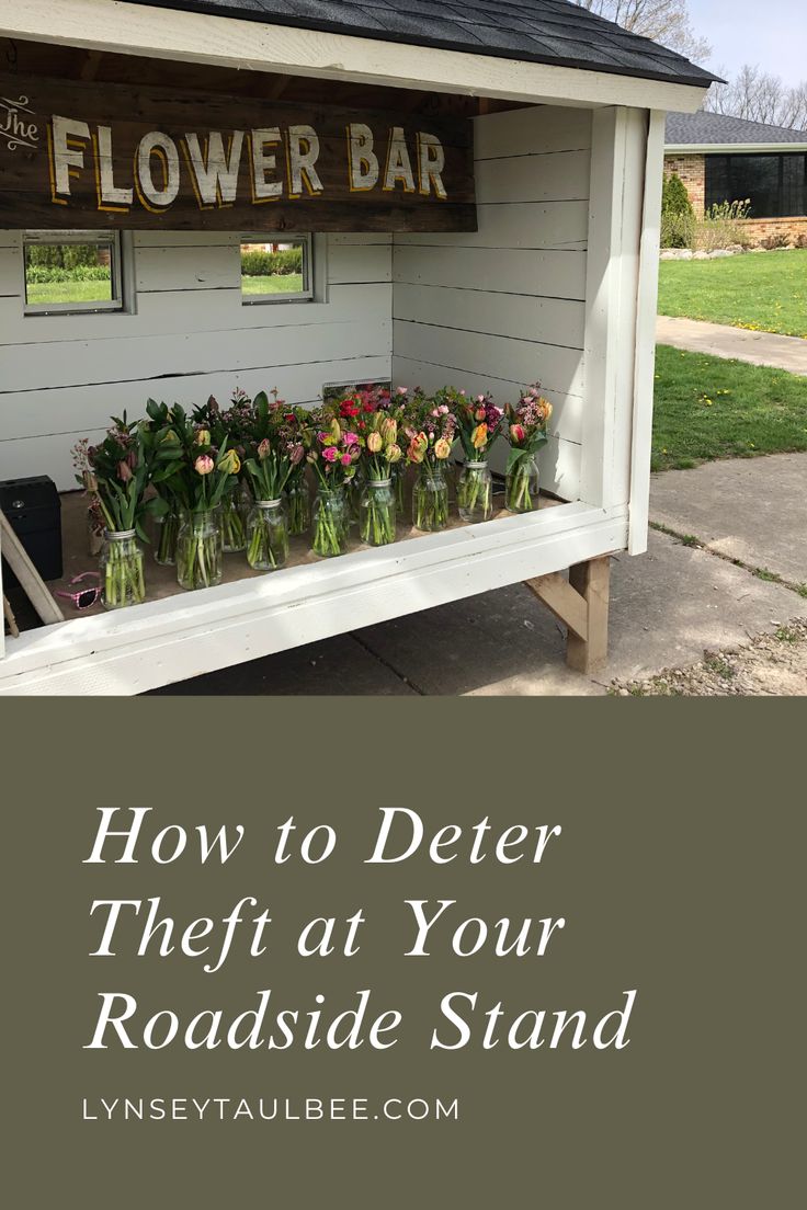 a flower bar with flowers in vases and the words how to better them at your roadside stand