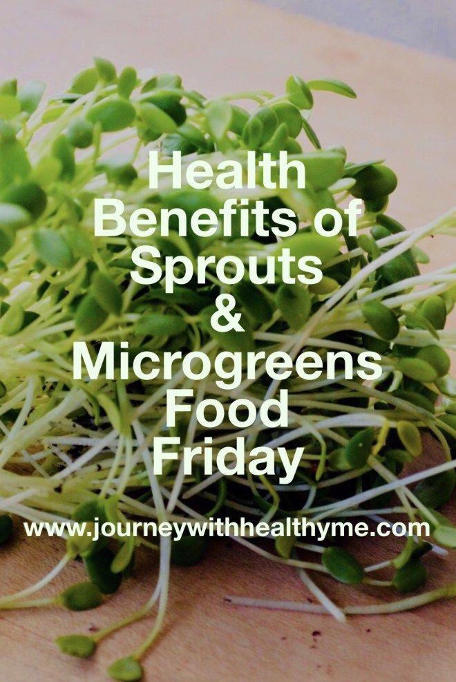 alfalfa sprouts and microgreens on a cutting board with the title health benefits of sprouts & microgreens food friday