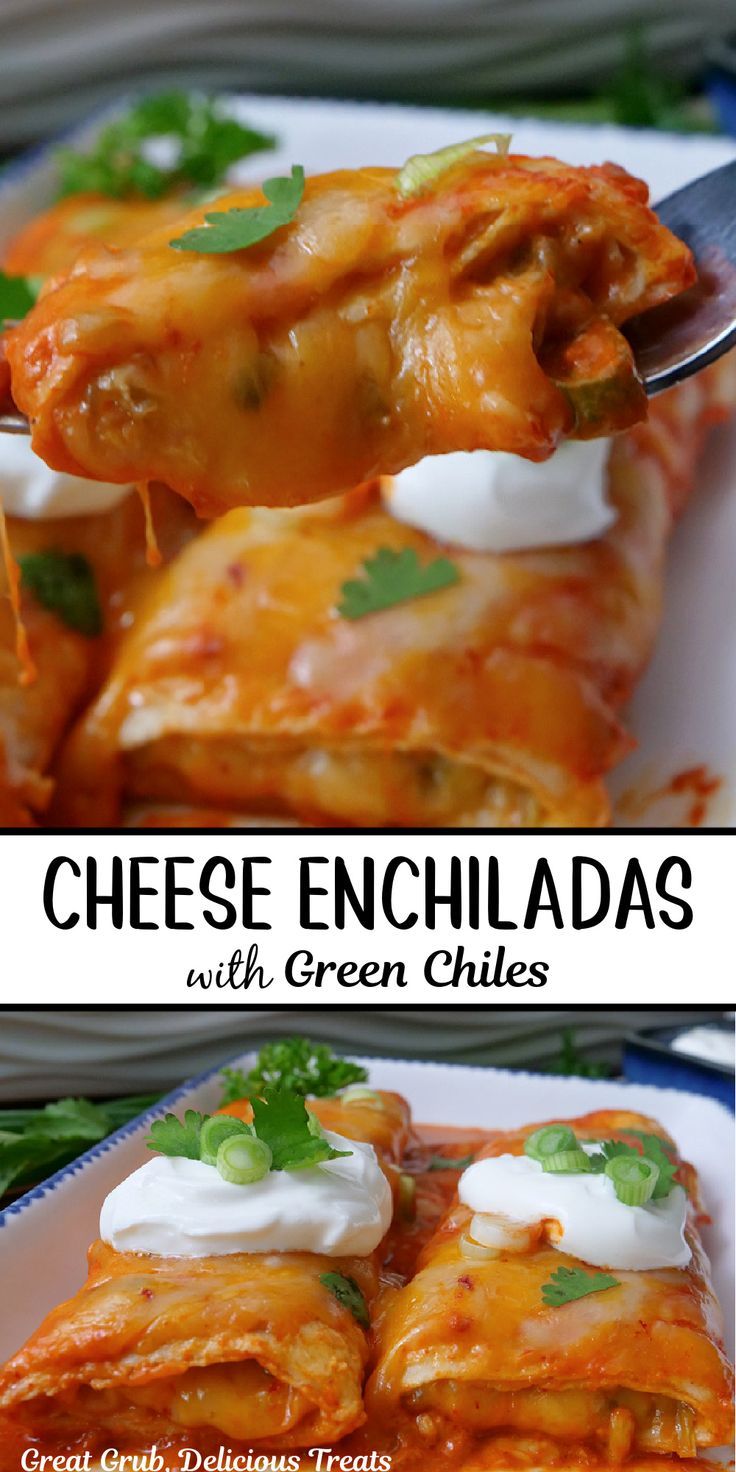 A double photo collage of cheese enchiladas on a white plate. Cheese And Onion Enchilada Recipe, Easy Cheese Enchiladas, Cheese Enchilada Casserole, Family Favorite Casseroles, Pulled Pork Leftover Recipes, Creamy Enchilada, Easy Enchilada Recipe, Favorite Casserole Recipes, Enchilada Ingredients