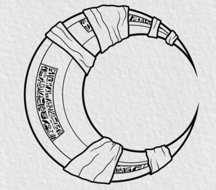 a black and white drawing of a life preserver with the words written on it