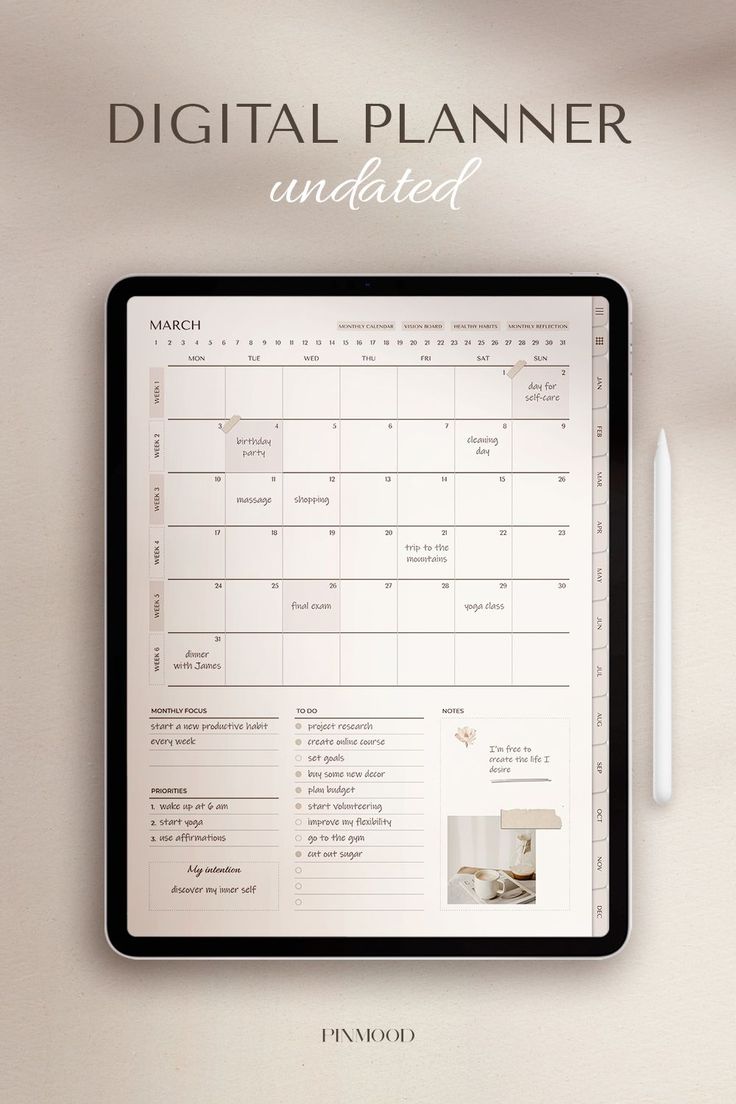 Undated Digital Planner Student Daily Planner, Ipad Planners, Free Printable Monthly Planner, Free Planner Templates, Weekly Planner Free Printable, Study Planner Printable, Monthly Planner Template, Undated Digital Planner, Planner Setup