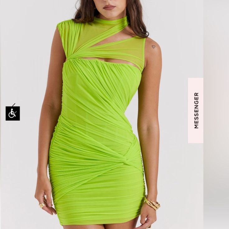 Nwot Ships Same Day! Item#17339 Green One Piece Dress, Mesh Party Dress, Trendy Party Dresses, Green One Piece, Short Gowns, Club Party Dresses, Ruched Bodycon Dress, Mini Dresses For Women, Club Party