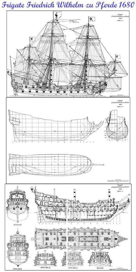 an old pirate ship is shown in three different views, including the front and back