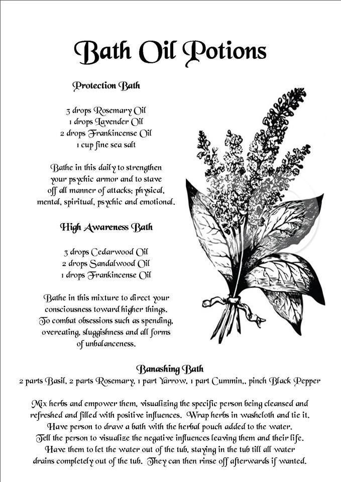 an old fashioned recipe for bath oil with lavenders and herbs on the side, in black and white