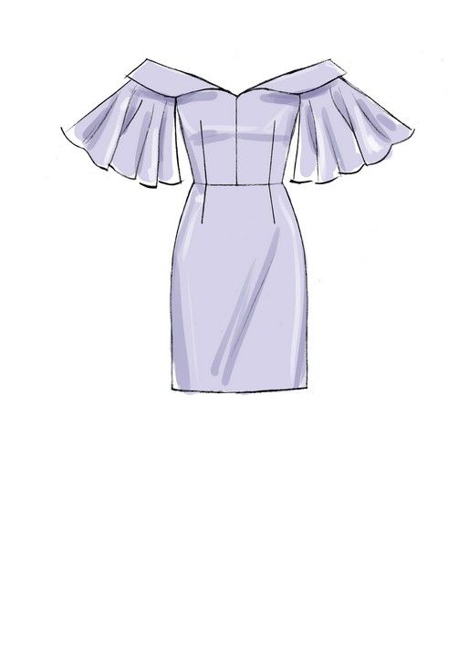 a drawing of a dress with ruffled sleeves