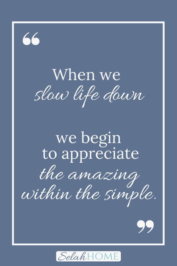 a quote that says when we slow life down, we begin to appreciate the amazingness within the simple