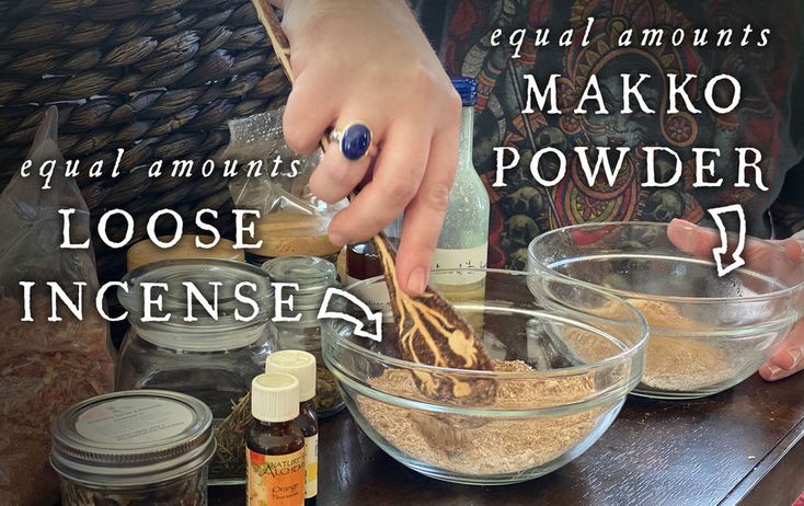 a person mixing ingredients in a bowl on top of a wooden table with the words equal amounts, equal amounts and equal amounts