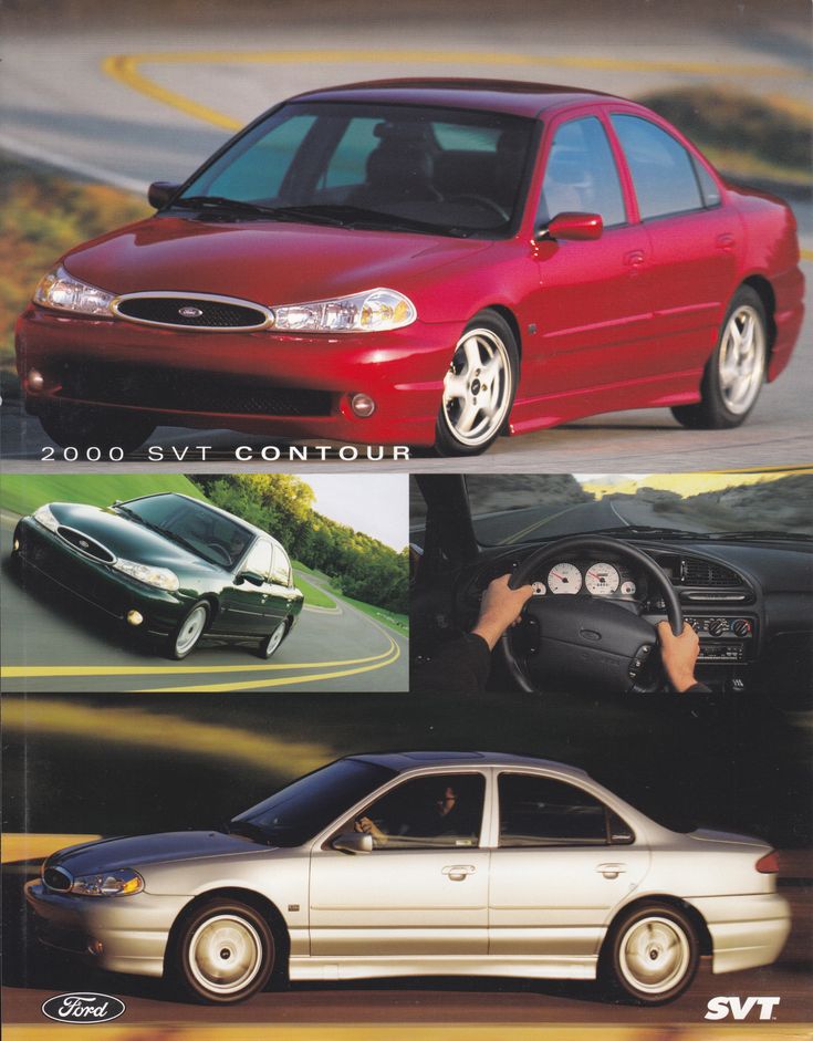 an advertisement for the 2000 ford svt couture, with images of cars