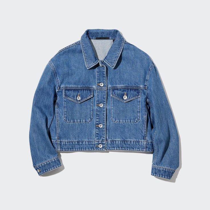 Indigo Washed Cotton Denim Jacket, Washed Indigo Cotton Denim Jacket, Washed Indigo Denim Jacket In Cotton, Indigo Washed Denim Jacket In Relaxed Fit, Oversized Washed Classic Denim Jacket, Oversized Washed Denim Jacket In Classic Style, Indigo Washed Denim Jacket For Everyday, Classic Oversized Washed Denim Jacket, Denim Cropped Jacket