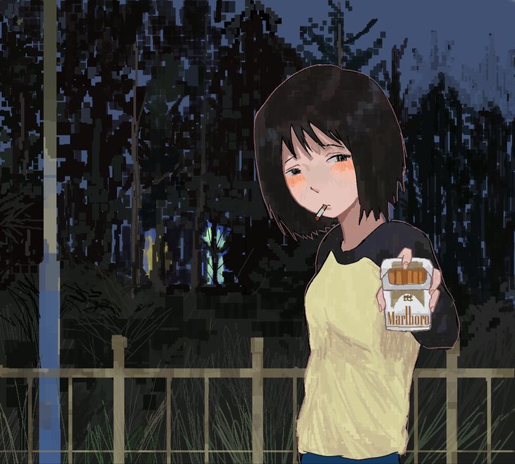 a girl holding a jar of honey in front of a fence and trees at night