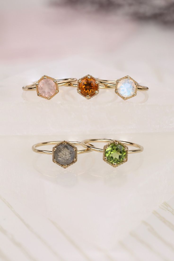 14k Gold Ring / Natural Gemstone / Solid Gold / Citrine, Peridot, Labradorite, Rose Quartz, Moonstone / Birthstone Ring / Single Large Stone Carat Total Weight Opal: 0.60ctw approx Height of the setting: 4.3mm Ring thickness 1.2mm Size of the Gem: 6mm Worldwide DHL shipping is now available 1-3 business days If you choose standard USPS shipping, it will take approximately 10-21 business days Made of solid 14k Gold (18k upon request) 🛠 All Sarah Elise pieces are handcrafted and made to order. Pl 14k Gold Round Gemstones For Fine Jewelry, 14k Gold Round Gemstones Fine Jewelry, 14k White Gold Gemstones As Gift, 14k Gold Moonstone Promise Ring With Accent Stones, Wedding Moonstone Ring With Gemstone Accents In 14k Gold, Fine Jewelry 14k Gold Opal Ring, 14k Gold Gemstones For May Birthstone, 14k Gold Fine Jewelry Gemstones, Fine Jewelry Gemstone Stackable Rings For Promise