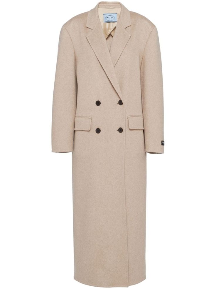 almond beige cashmere leather logo patch at the sleeve notched lapels double-breasted button fastening long sleeves two front flap pockets central rear vent mid-length partial lining Womens Coats, Beige Wool Coat, Winter Fashion Coats, Longline Coat, Beige Coat, Duffle Coat, Cotton Coat, Trench Coats Women, Double Breasted Coat