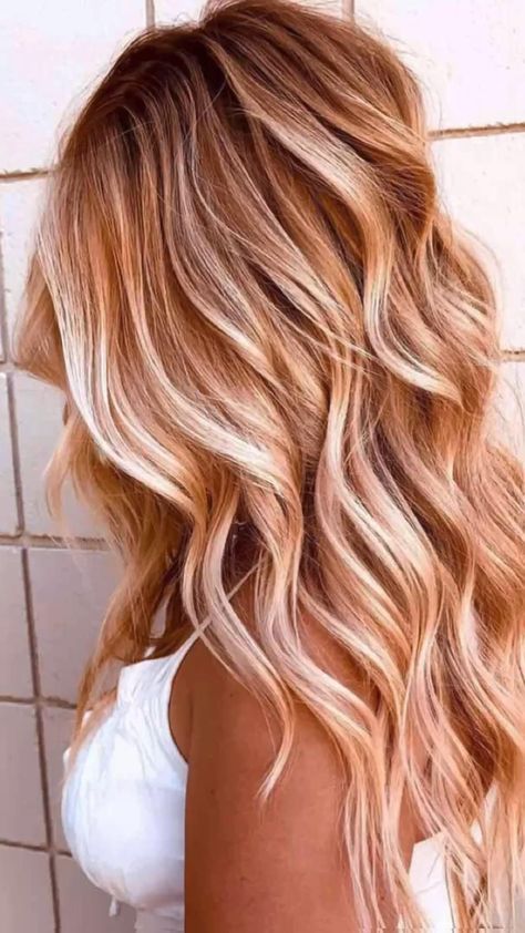 Gold Balayage, Copper Blonde Hair, Red Blonde Hair, Strawberry Blonde Hair Color, Ginger Hair Color, Copper Hair Color, Strawberry Blonde Hair, Long Blonde, Hair Color Balayage