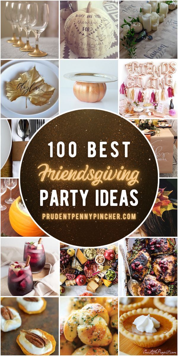 a collage of images with the words, 100 best thanksgiving party ideas on it