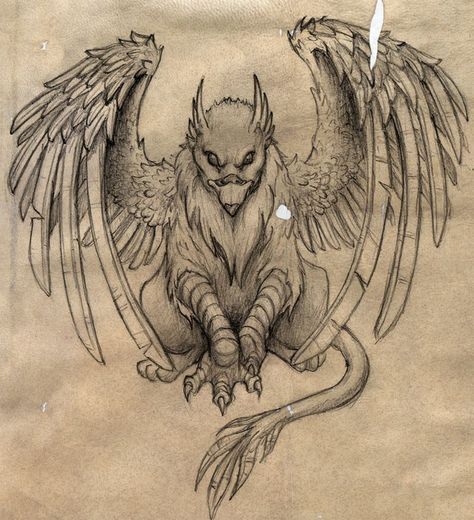 a drawing of a creature with wings on it's back