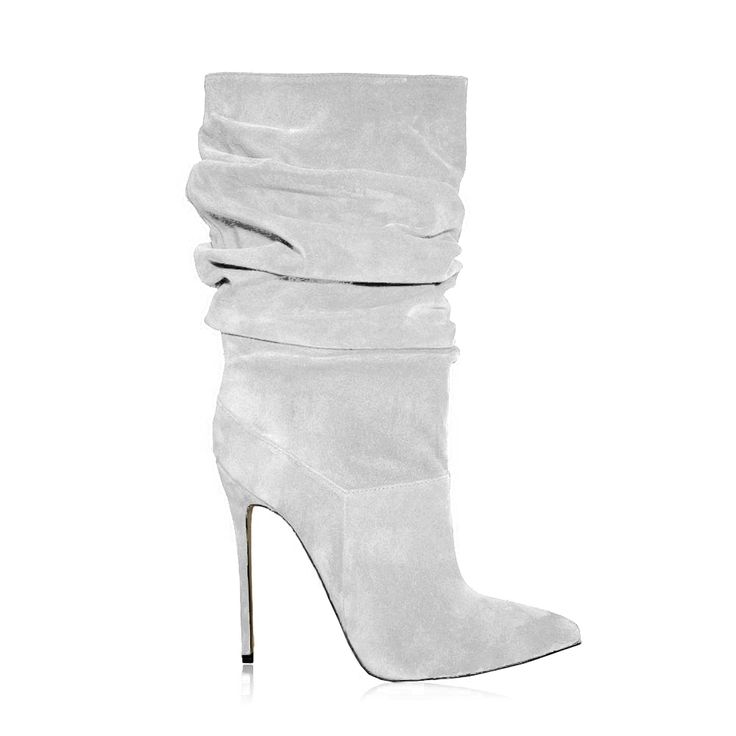 Identità Stivali RAISSA SCAMOSCIATO GRIGIO Butterfly Stomach, Beach Bucket, Slouchy Boots, Womens Stilettos, Super High Heels, Fashion Footwear, Dream Shoes, Pump Sandals, Mid Calf Boots