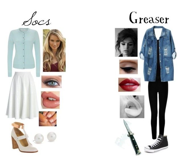 Greasers and Socs! by stay-gold-ponyboy-1 on Polyvore featuring polyvore fashion style John Lewis DAY Birger et Mikkelsen Chicnova Fashion Chicwish Joseph Converse Blue Nile Charlotte Tilbury Victoria's Secret clothing Greasers Outfit Girl, 60s Outfits Spirit Week, Greaser Girl Outfit, Girl Greaser Outfit, Greasers And Socs, Greaser Outfit, Greaser Girl, Greaser Style, 60s Outfits