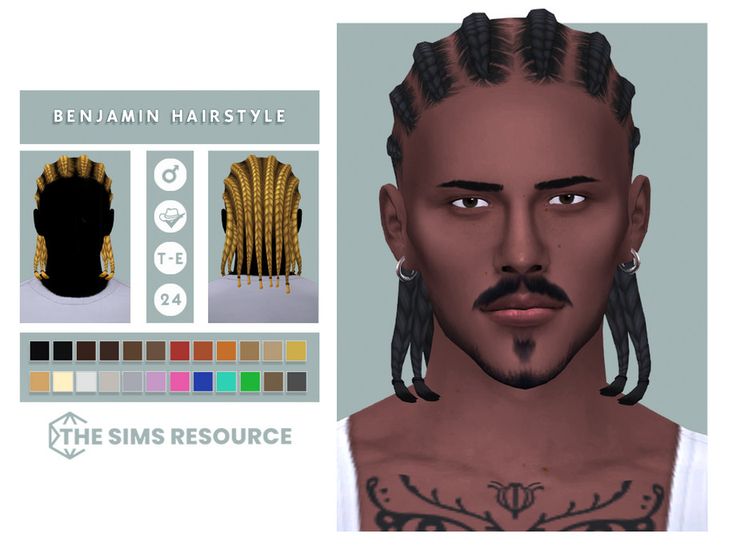 an image of a man with dreadlocks and tattoos on his chest, next to the sims resources