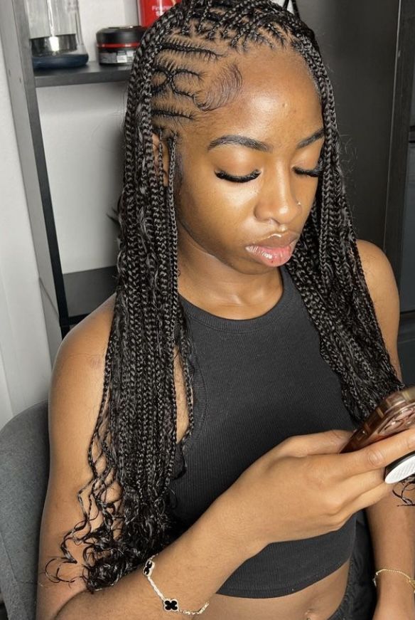 Boho Fulani Flip Over Braids, Flip Fulani Braids Hairstyles, Flip Over Fulani Braids Hairstyles, Flip Over Fulani Braids Without Curls, Flip Over Fulani Braids With Curls, Flip Over Knotless Braids, Flip Over Fulani Braids With Color, Fulani Braids Without Curls, Birthday Hair Ideas Hairstyles Braids