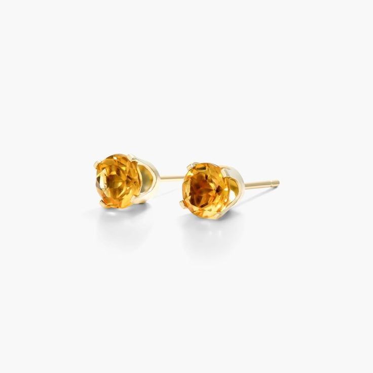 14K Yellow Gold Citrine Birthstone Earrings Yellow 14k Gold Fine Jewelry Earrings, Yellow Gold Topaz Earrings, Round Shape, Formal Yellow Citrine Earrings, Yellow Citrine Earrings For Formal Occasions, Yellow 14k Gold Fine Earrings, Yellow Gold Citrine Gemstone Earrings, Gold Earrings With Citrine Birthstone, Gold Citrine Earrings With Birthstone, Faceted Yellow Citrine Earrings