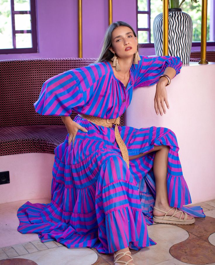 Discover the magic of goddess fashion with Erika Peña, where every piece illuminates your inner light. Enhance your natural beauty with divine craftsmanship.⁠
⁠
⁠
Model wears Ella Maxi Dress.⁠
⁠ Chic Striped Maxi Dress For Vacation, Chic Striped Maxi Dress For The Beach, Bohemian Striped Maxi Dress For Summer, Bohemian Striped Maxi Dress For Beach, Striped Maxi Dress For Summer, Striped Maxi Dress For Summer Beachwear, Striped Bohemian Maxi Dress For Summer, Summer Striped Maxi Dress, Pink Maxi Dress For Poolside