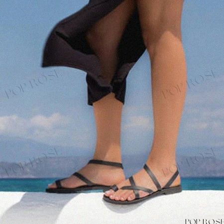 Open Toe Flat Casual Sandals Single Toe Strap Sandals For Beach Season, Toe Post Slingback Sandals For Beach Vacation, Casual Summer Toe Ring Sandals With Ankle Strap, Casual Ankle Strap Toe Ring Sandals For Summer, Summer Toe Loop Flip Flops For Beach Season, Strappy T-strap Sandals For Summer Beach, Strappy Slingback Sandals For Summer Beach, Adjustable Toe Ring Sandals For Spring Vacation, Single Toe Strap Sandals For Summer Beach