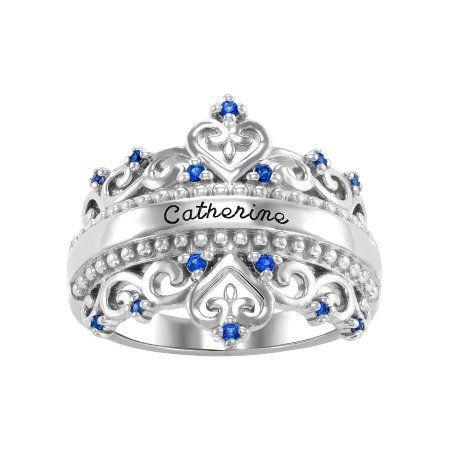 The Keepsake Asta double crown ring is a gorgeous gift with 14 round gemstones in the color your choice, and an area of personalization along the front side of the ring band. Choose one of 12 colors for the gemstones. Available with genuine or simulated gemstones, in Valadium, SilverPlus, 10k or 14k yellow or white gold metals. Size: one size. Color: Metal Type. Gender: female. Age Group: adult. Silver Jewelry With Prong Setting For Birthday, Elegant Personalized Round Cut Birthstone Ring, White Crown Design Jewelry As Gift, Elegant Rings With Diamond Accents For Birthday, Customizable Elegant Sterling Silver Birthstone Ring, Customizable Elegant Diamond Rings, Elegant Customizable Diamond Rings, Crown Shaped Fine Jewelry For Anniversary, Customizable Cubic Zirconia Elegant Jewelry