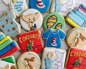 some cookies are decorated to look like children's books