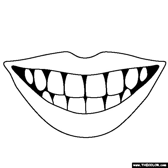 an open mouth with teeth coloring page