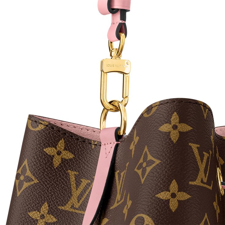 LOUIS VUITTON® - Néonoé - Rose Poudre Néonoé Mm, House Icon, Louis Vuitton Neonoe, Louis Vuitton Official Website, Puzzle Bag, Pink Monogram, Louis Vuitton Official, Colored Leather, Leather Trim