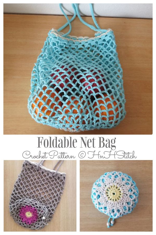 the foldable net bag is made from crochet