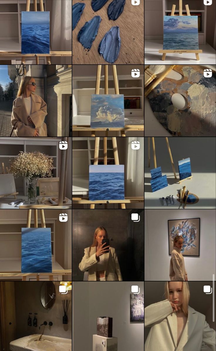 a collage of photos showing the process of painting