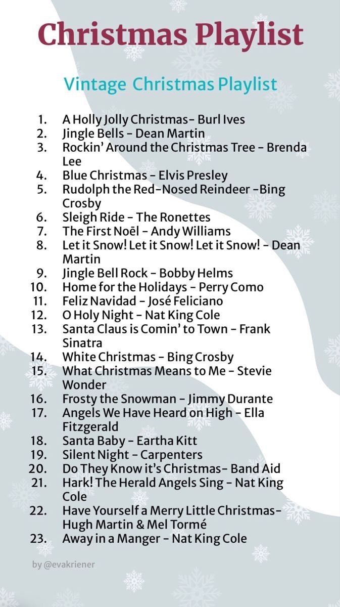 the christmas playlist is shown with snowflakes