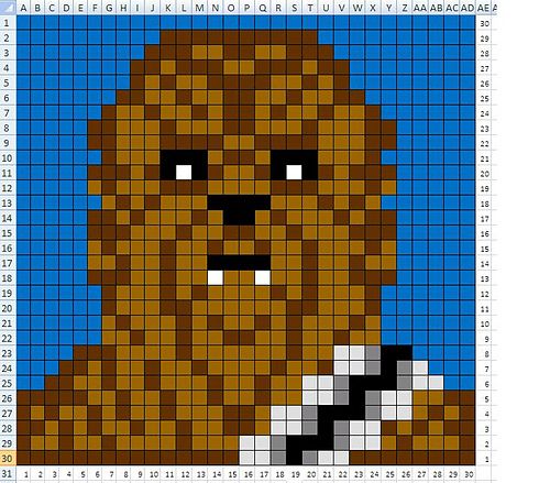 an image of a pixellated star wars character in the style of chew - oo