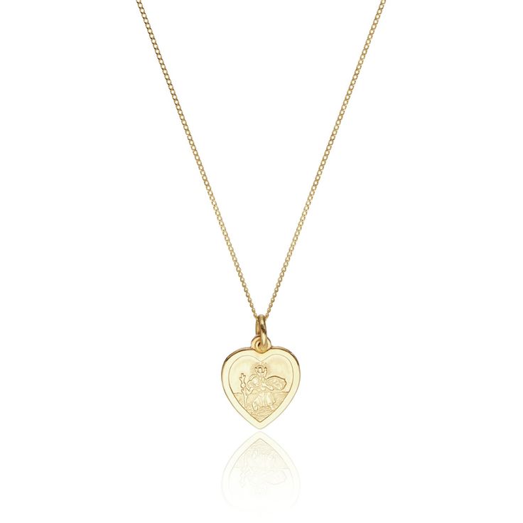 Our beautiful solid gold small heart St Christopher necklace complements any look with just the right amount of sparkle. Being hallmarked solid 9ct gold, this St Christopher pendant is made to last. JEWELLERY CARE To keep your jewellery shining bright, we recommend giving it a little care over time. By using a soft, lint-free jewellery cloth, you can remove blemishes that result from body oils, perfumes and lotions, whilst protecting the finish on your beautiful Lily & Roo jewellery from future Vacation Fits, St Christopher Necklace, Business Nails, Dream Things, St Christopher Pendant, Heart Prints, Blemish Remover, St Christopher, Saint Christopher