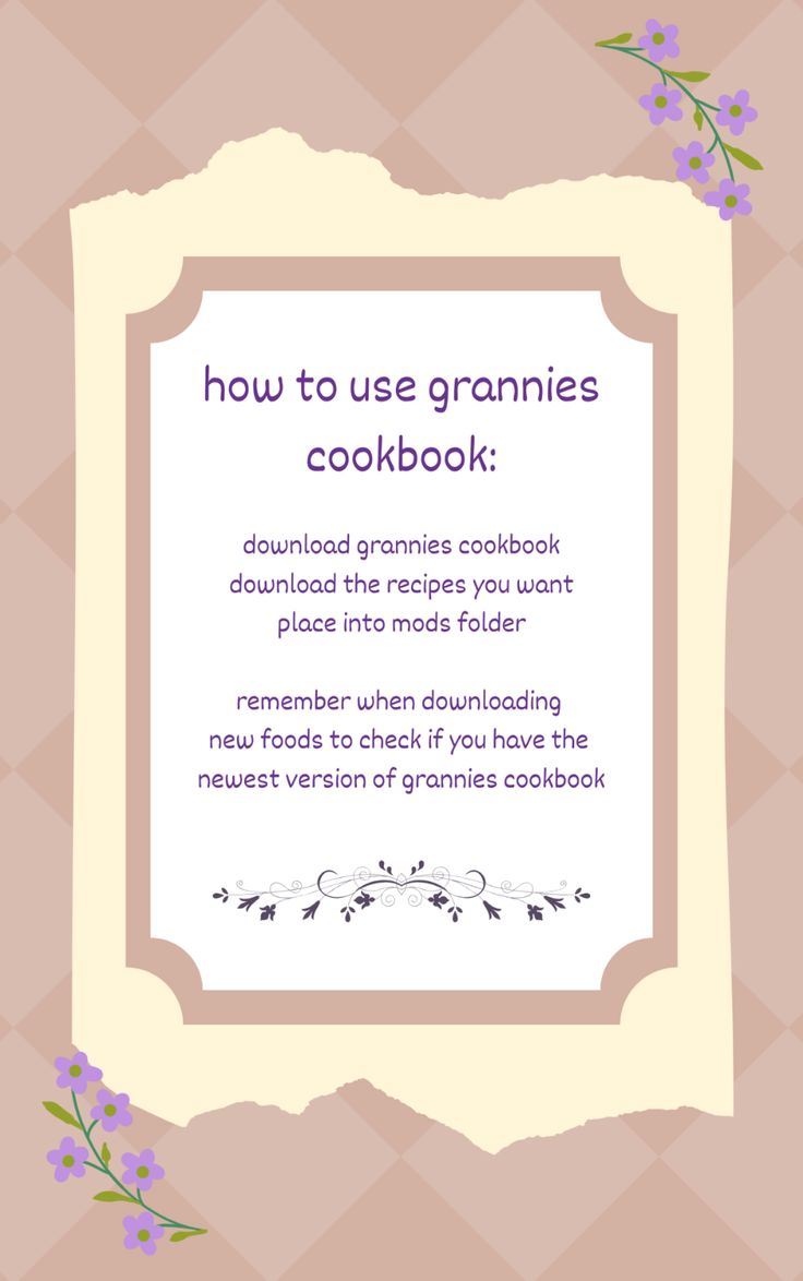 a recipe book with purple flowers on the cover and text how to use grannyies cookbook