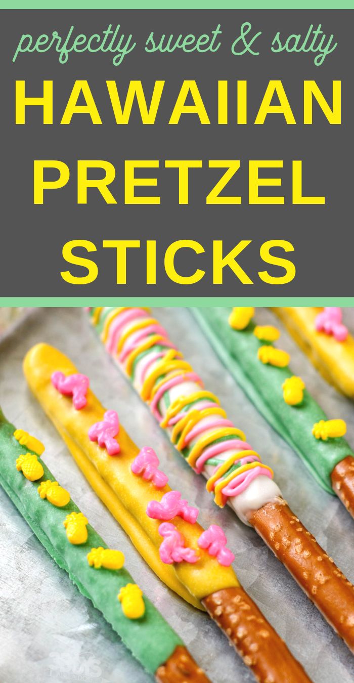 hawaiian pretzel sticks with sprinkles on them and the words, perfectly sweet & salty