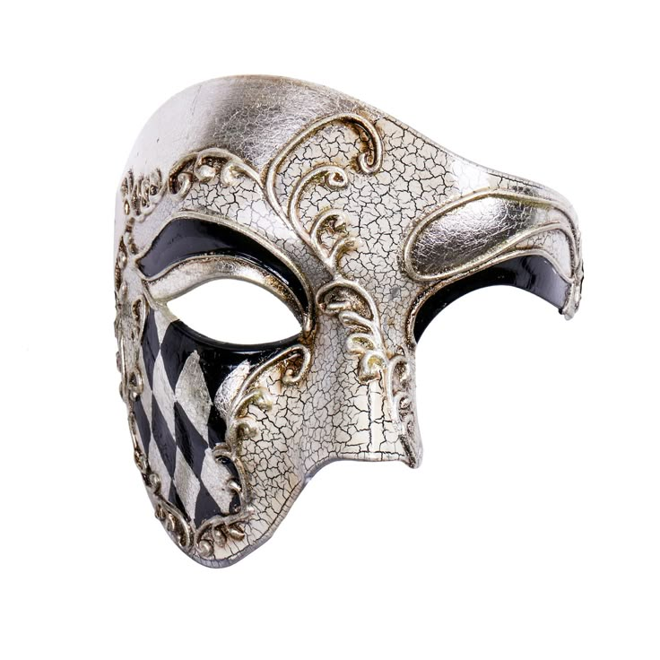 PRICES MAY VARY. This Venetian Phantom of the Opera party masquerade mask is handcrafted from high quality and durable paper mache, manually sprayed and detailed painted. Stylish and fashionable mask costume with Silver and Black jester patterns, elegant Silver linings, and cracked Off-White pattern. Great for Venetian, Mardi Gras, masquerade parties, Halloween, costume proms and balls, or any other event that needs unique masks Perfect costume mask cosplay for masquerade prom, Halloween, ball, Masquarede Ball Outfit Men, Men’s Masquerade Mask, Maskara Festival Mask Design, Aurora Morningstar, Mascaras Aesthetic, Male Masquerade Mask, One Eye Mask, Masquerade Mask Men, Masquarade Mask