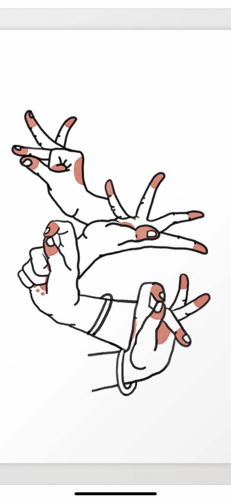 a drawing of two hands holding each other with one hand and the other pointing at them