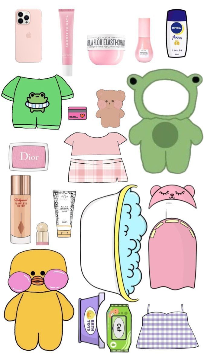 the paper doll is made up of various items